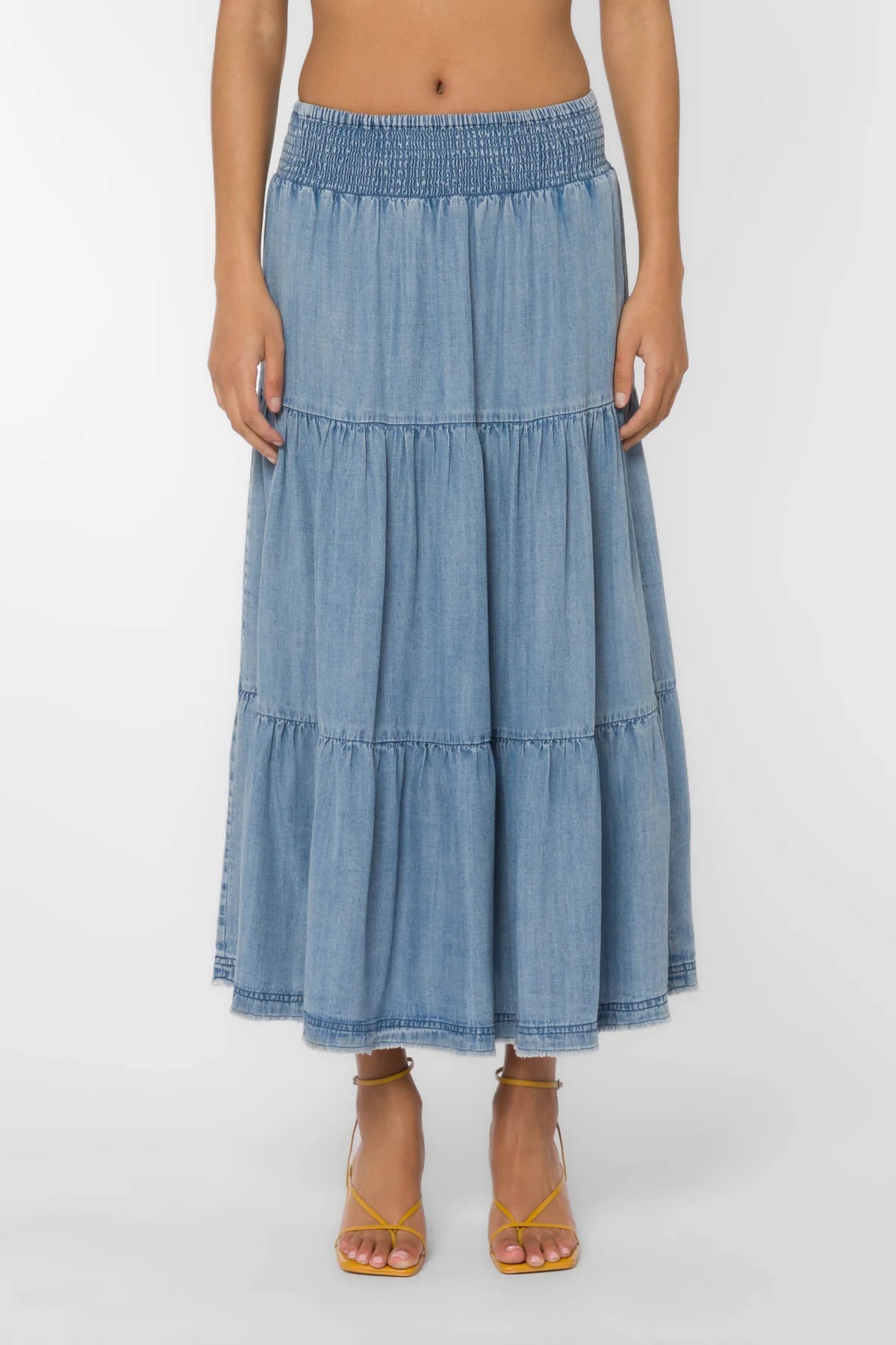 Smock Waist Skirt Fade Out Blue