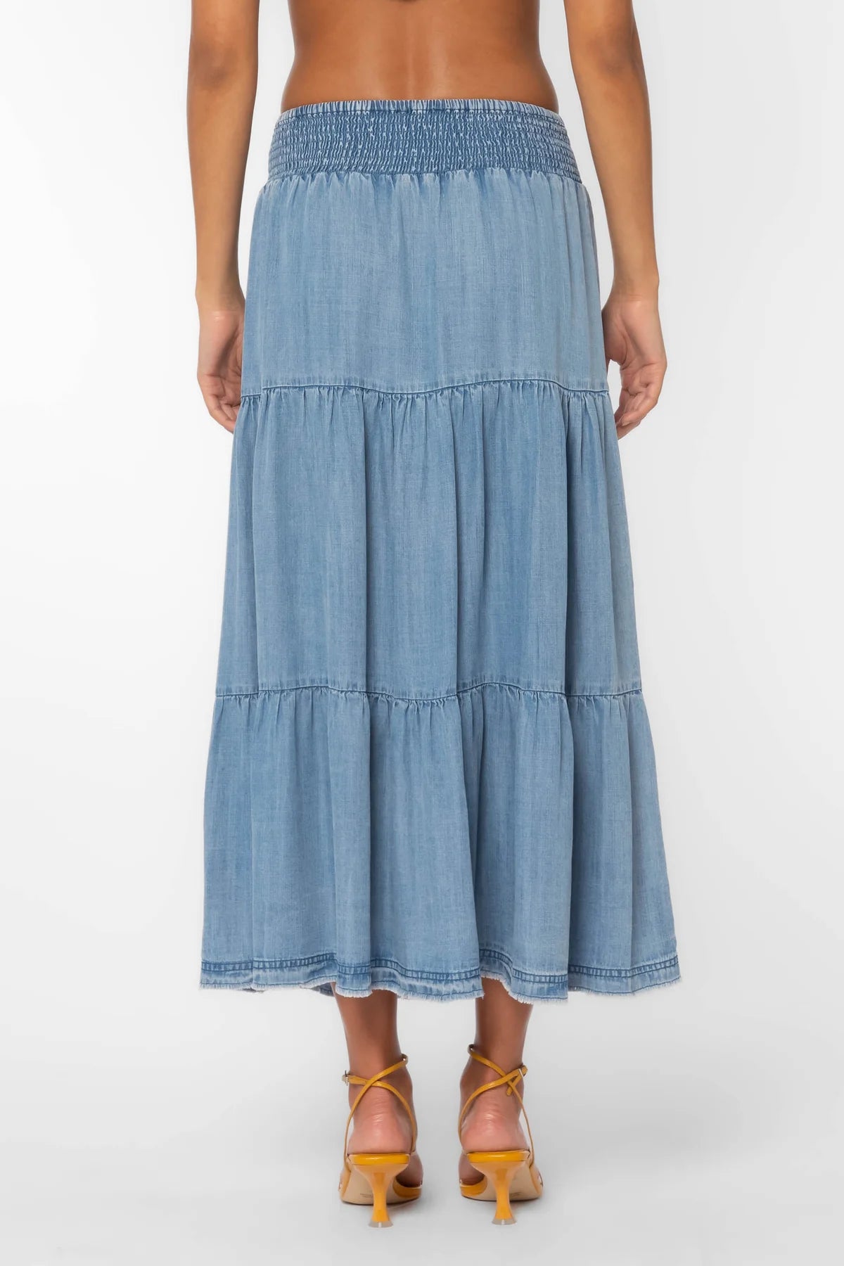 Smock Waist Skirt Fade Out Blue