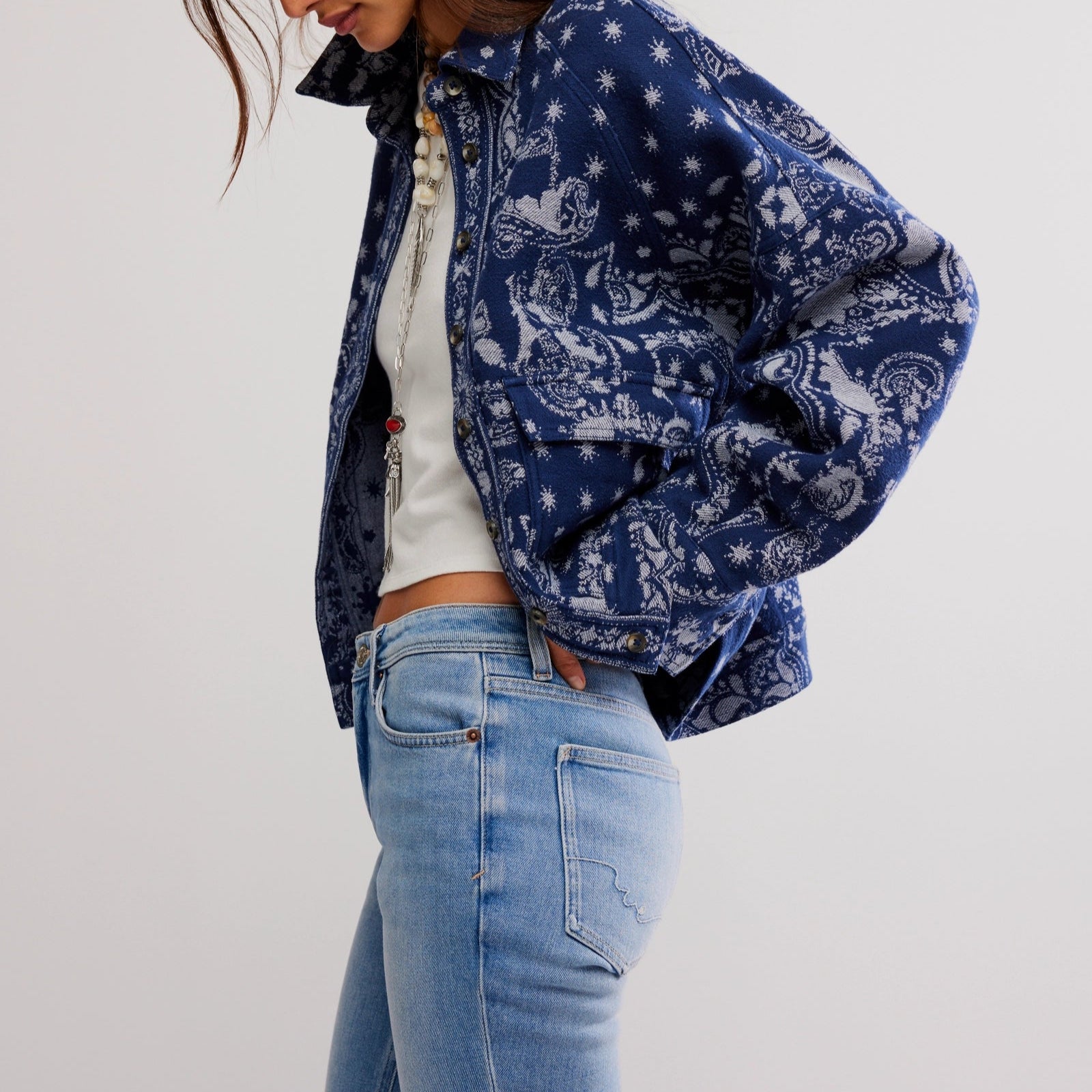 Free People Bandana Jacquard Shirt