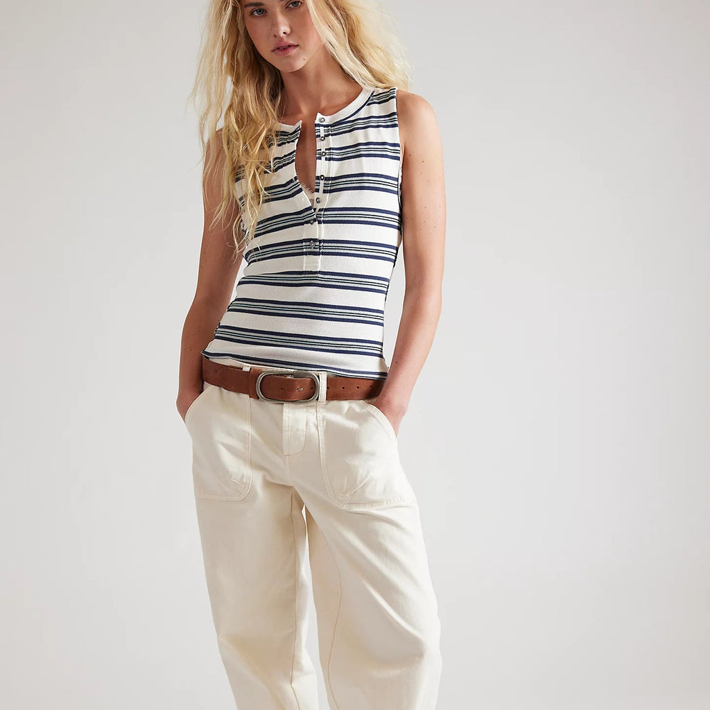 Free People Jamie Stripe Henley Tank