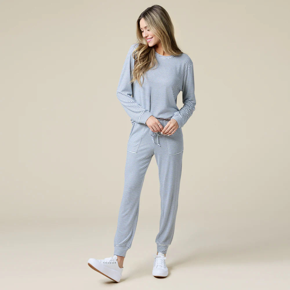 Softies Striped Dream Jersey Crew Neck Lounge Set