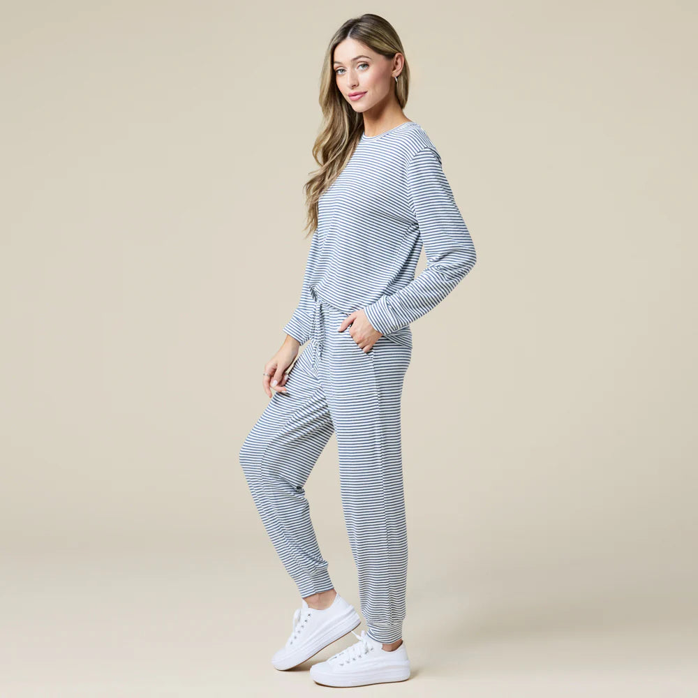 Softies Striped Dream Jersey Crew Neck Lounge Set