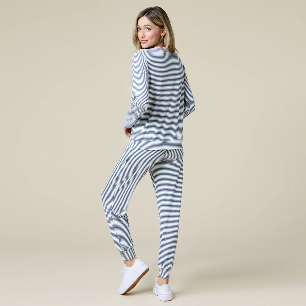 Softies Striped Dream Jersey Crew Neck Lounge Set