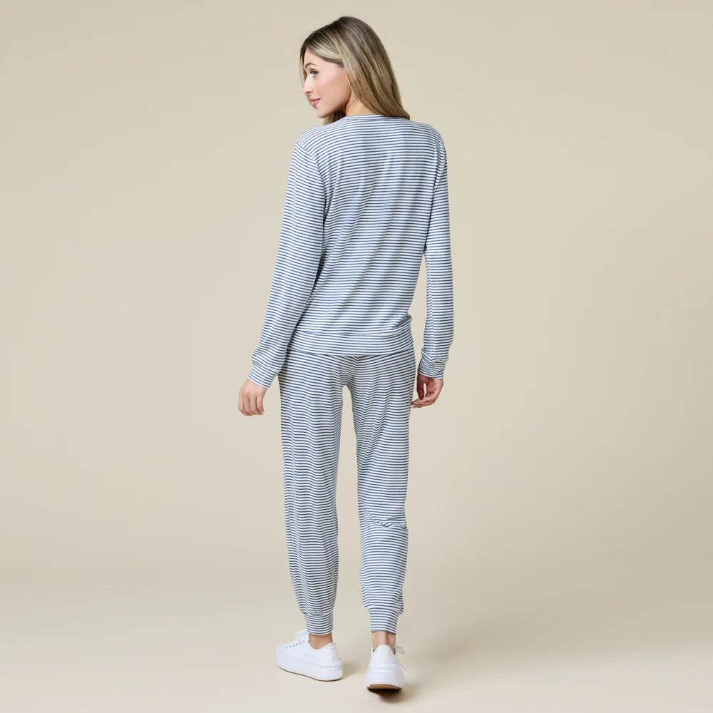 Softies Striped Dream Jersey Crew Neck Lounge Set