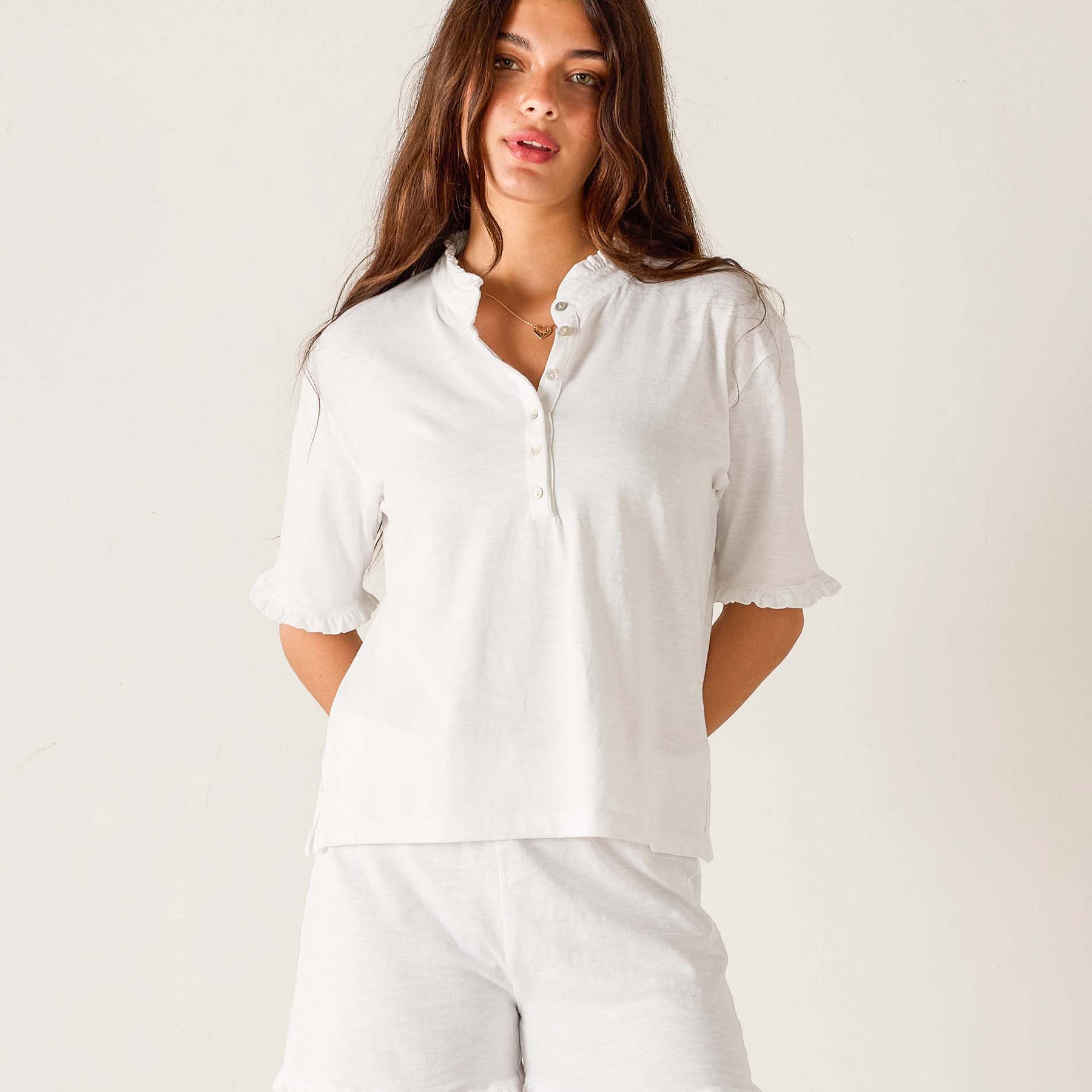 Josephine Ruffle Henley Tee