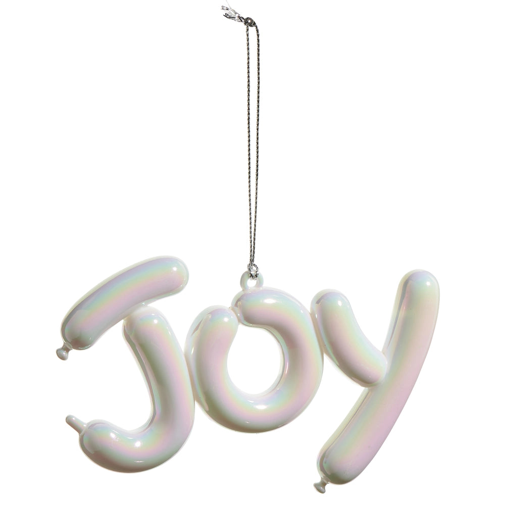 White Iridescent Joy Ornament