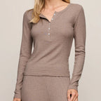 Just Right Rib Henley Top