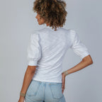 Kate Puff Sleeve V-Neck Slub Tee