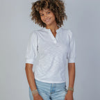 Kate Puff Sleeve V-Neck Slub Tee