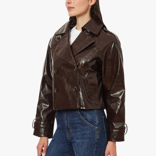 Textured Vegan Leather Trench