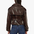 Textured Vegan Leather Trench