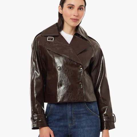 Textured Vegan Leather Trench
