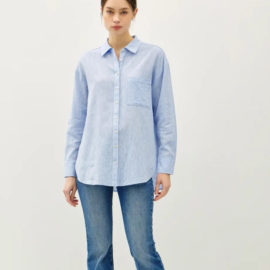 Linen Blend Chambray Button Up