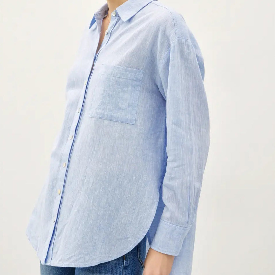 Linen Blend Chambray Button Up