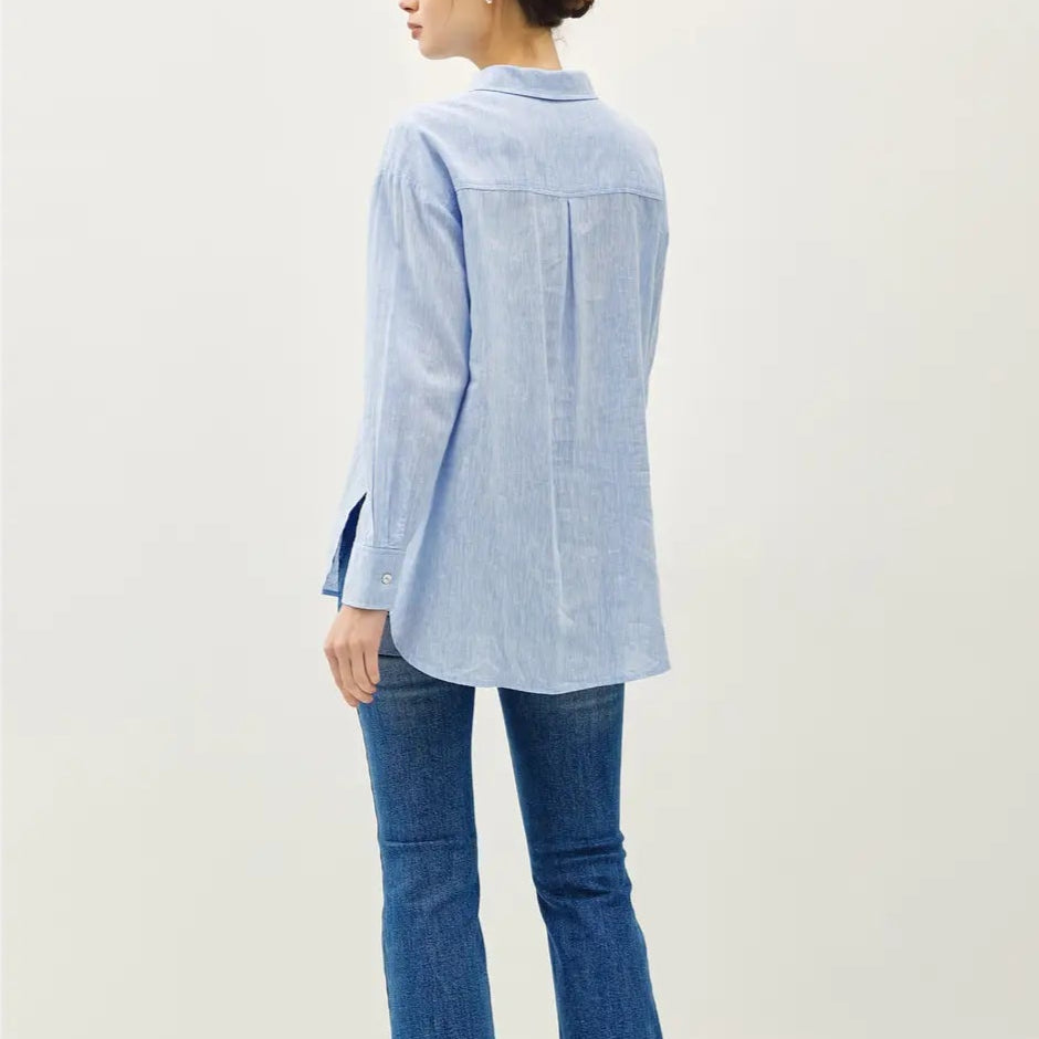 Linen Blend Chambray Button Up