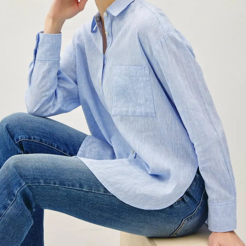 Linen Blend Chambray Button Up