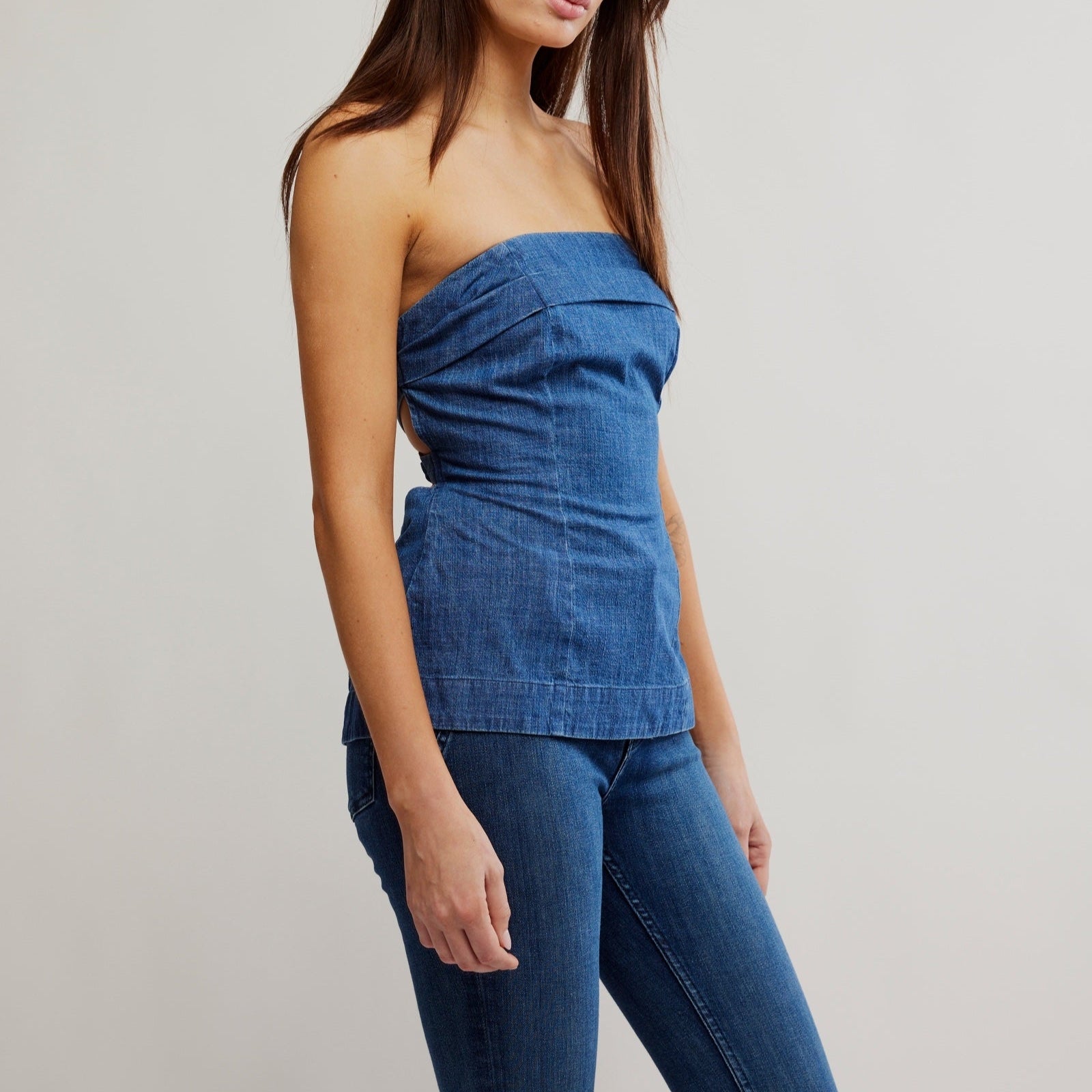 Free People Lora Denim Tube Top