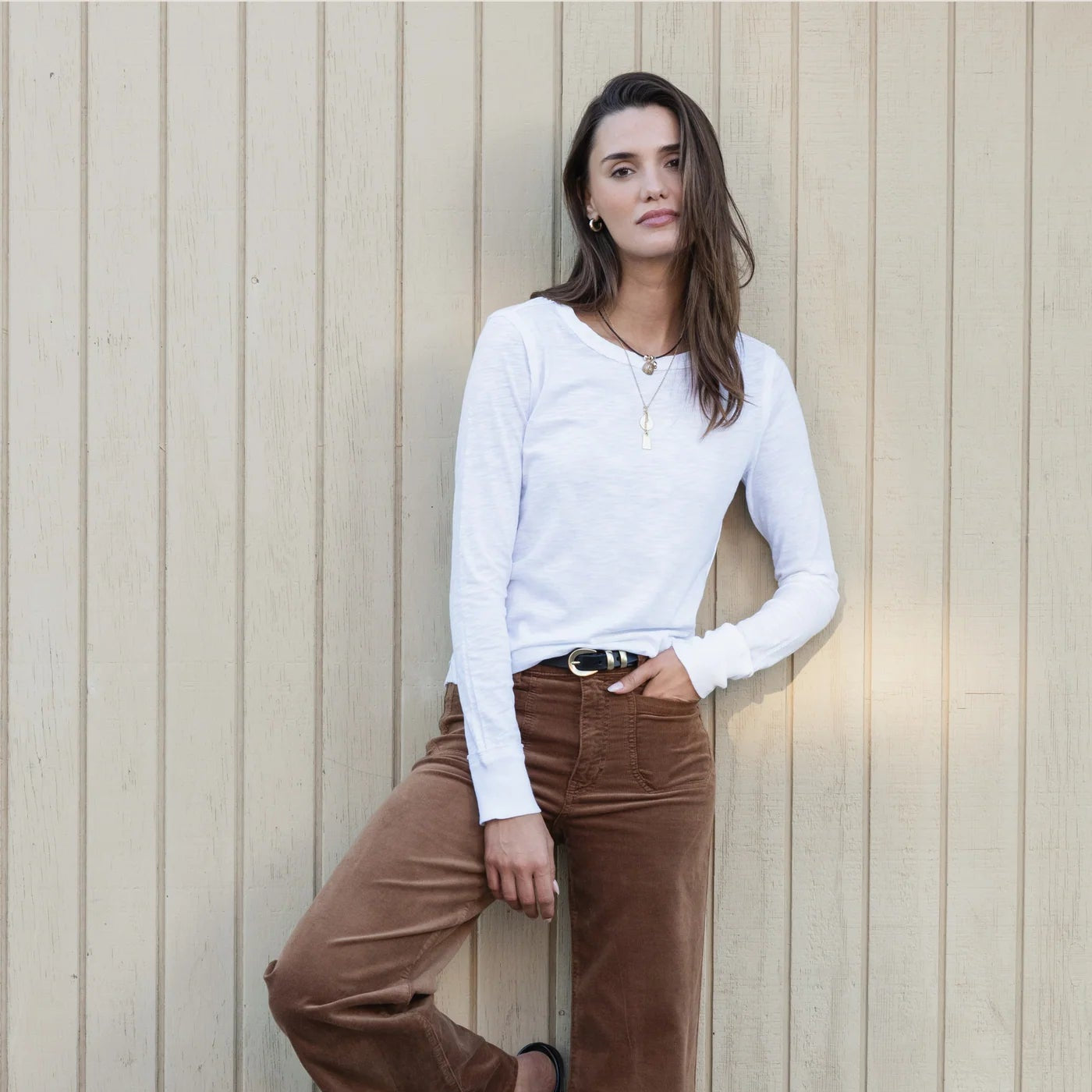 Dylan Long Sleeve Soft Cotton Slub Vintage Tee