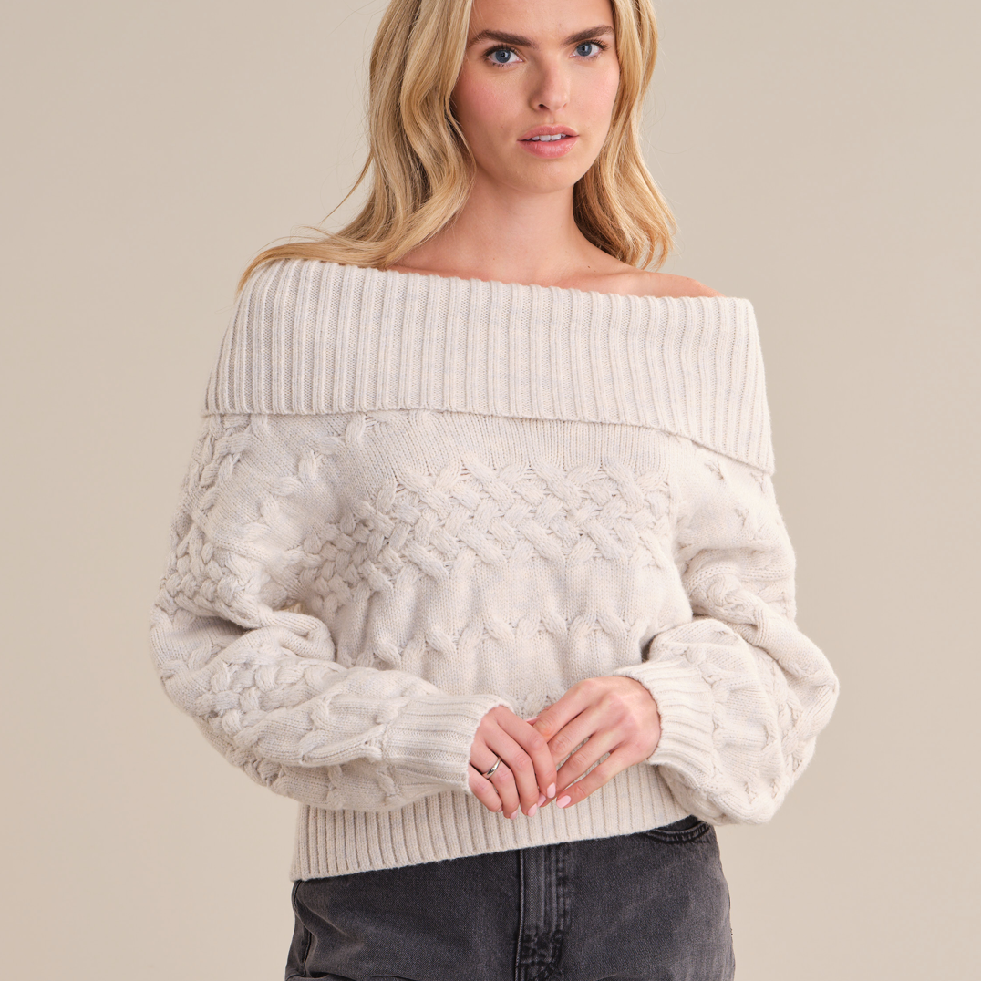 Maureen Mixed Cable Cowl Neck Pullover