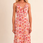Ruffle Hem Floral Maxi Dress