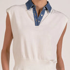 Cap Sleeve Mixed Media Sweater Top