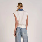 Cap Sleeve Mixed Media Sweater Top