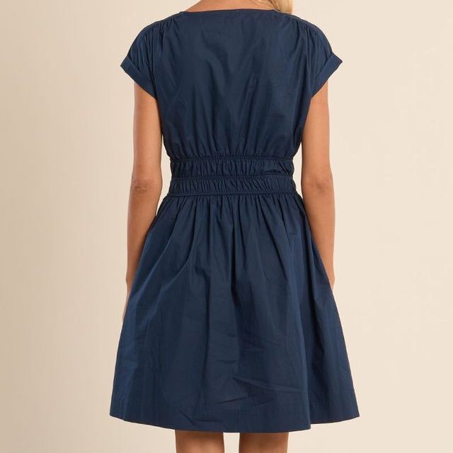 V-Neck Smocked Waist Mini Dress