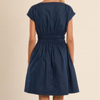 V-Neck Smocked Waist Mini Dress