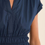 V-Neck Smocked Waist Mini Dress