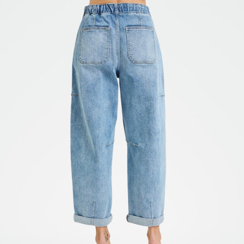 Risen Wide Barrel Cropped Cargo Pocket Pants
