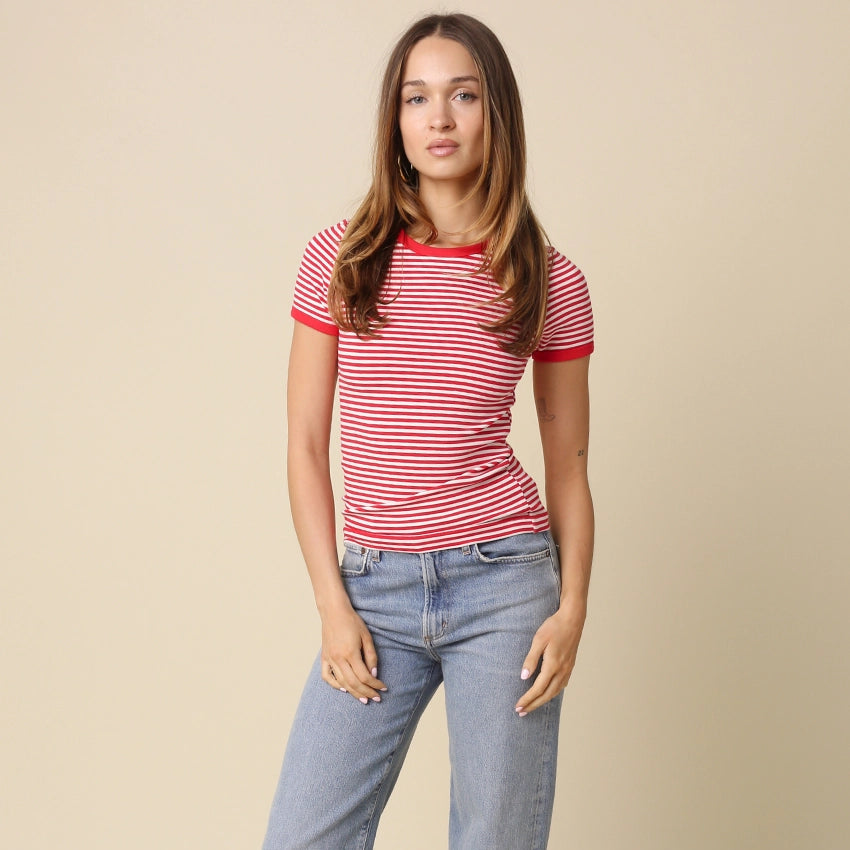 Olivia Striped Contrast Baby Tee