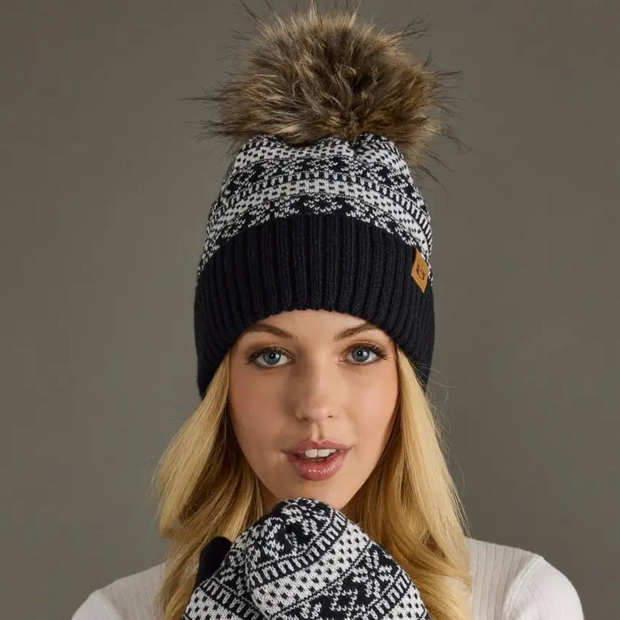 Patterned Pom Hat