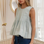 Pleated Flare Peplum Sleeveless Top