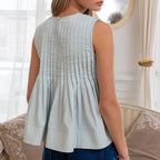 Pleated Flare Peplum Sleeveless Top