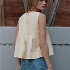 Pleated Flare Peplum Sleeveless Top