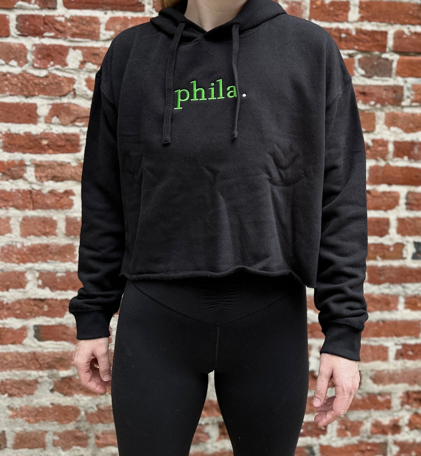 Phila Embroidered Cropped Hoodie