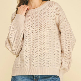 Chevron Pointelle Knit Sweater