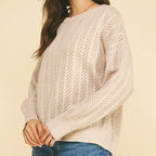 Chevron Pointelle Knit Sweater
