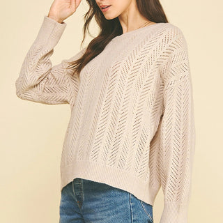 Chevron Pointelle Knit Sweater