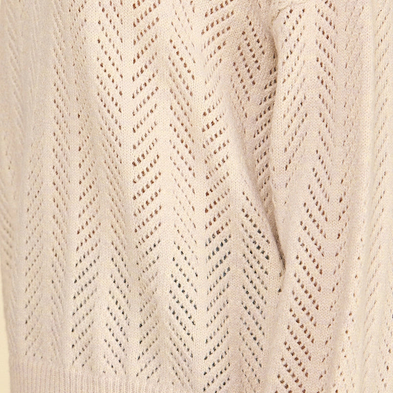 Chevron Pointelle Knit Sweater