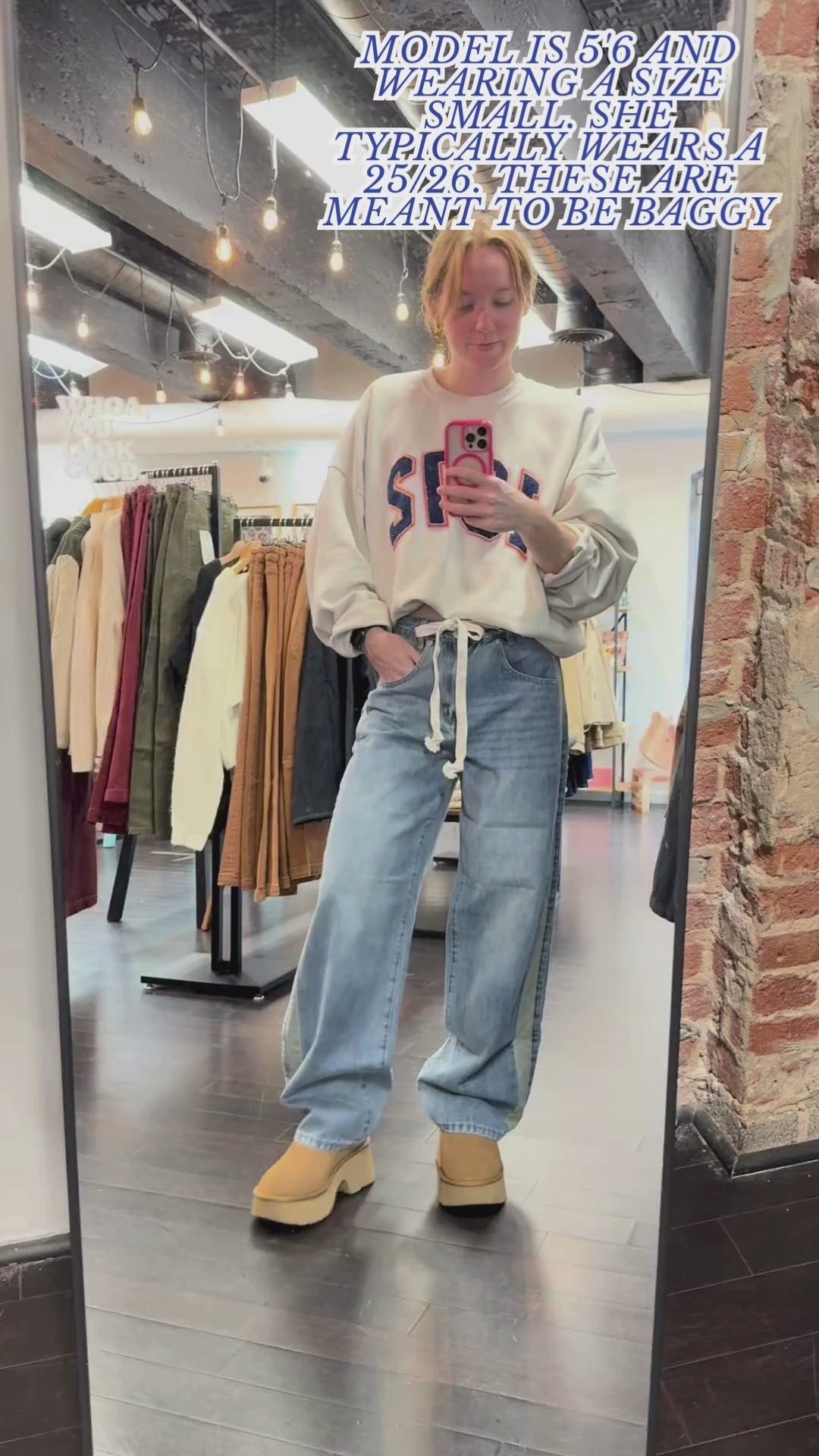 Contrast Line Detail Slouchy Straight Jeans