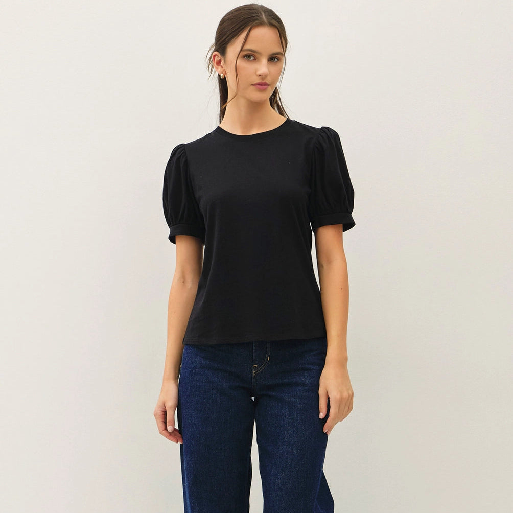 Cotton Jersey Puff Sleeve Tee