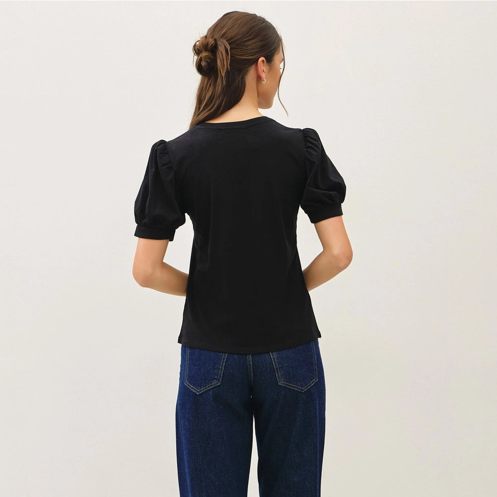 Cotton Jersey Puff Sleeve Tee