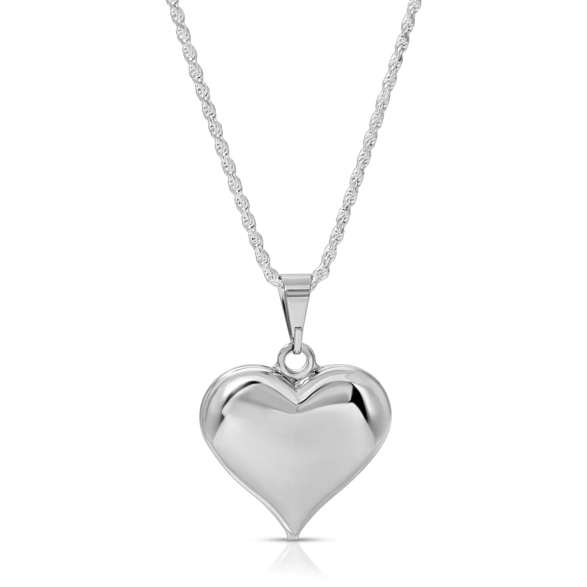 Joy Dravecky Silver Puffy Heart Necklace