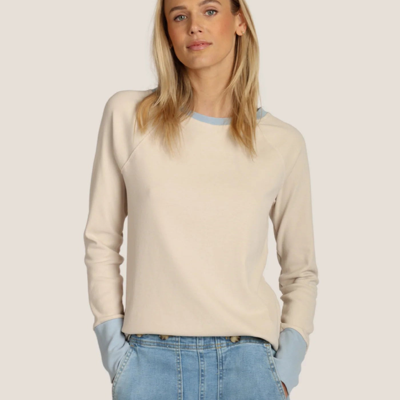 Dylan Contrast Rim Raglan Top