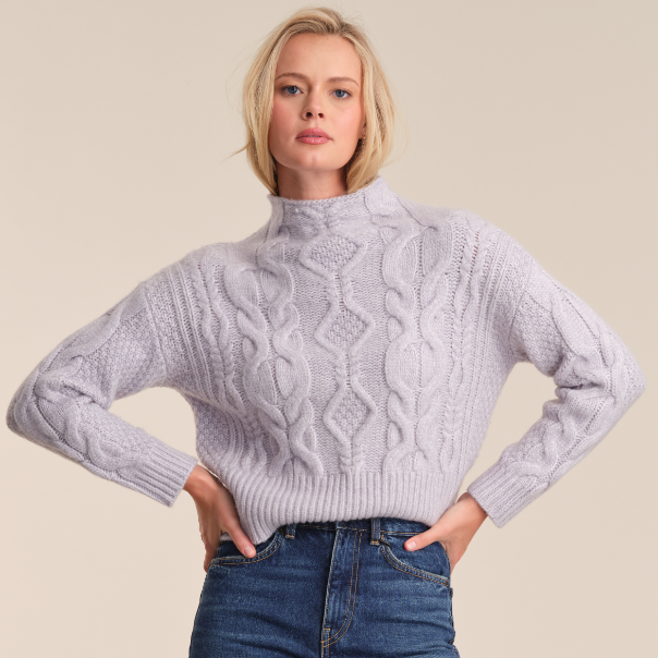 Reba Cable Funnel Neck Pullover