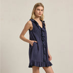 Ruffle Trim Pintuck Dress
