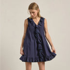Ruffle Trim Pintuck Dress