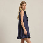 Ruffle Trim Pintuck Dress