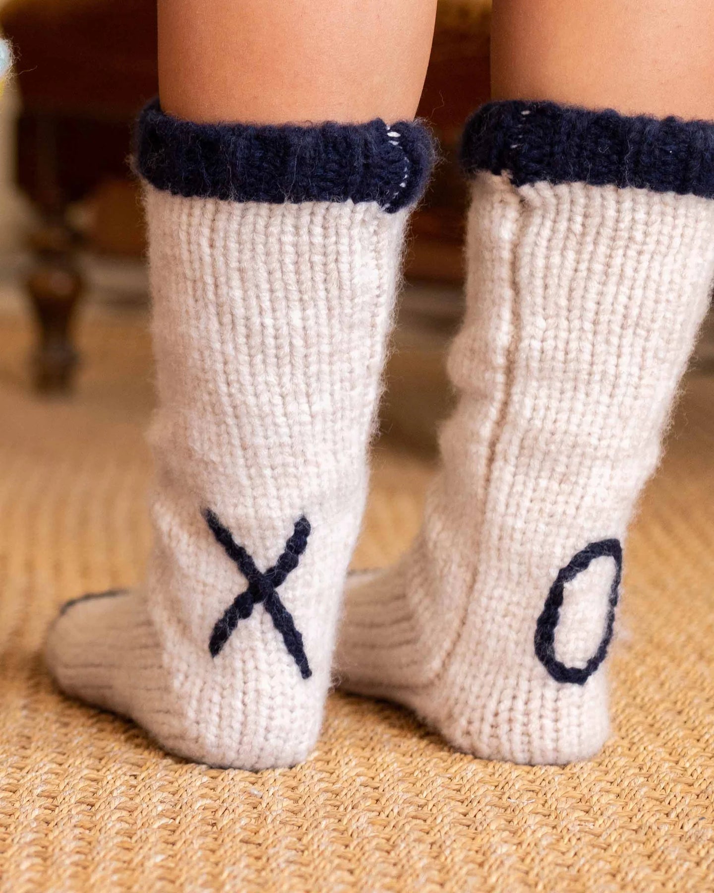 Mer Sea Sailor Love Knit XO Slipper Socks